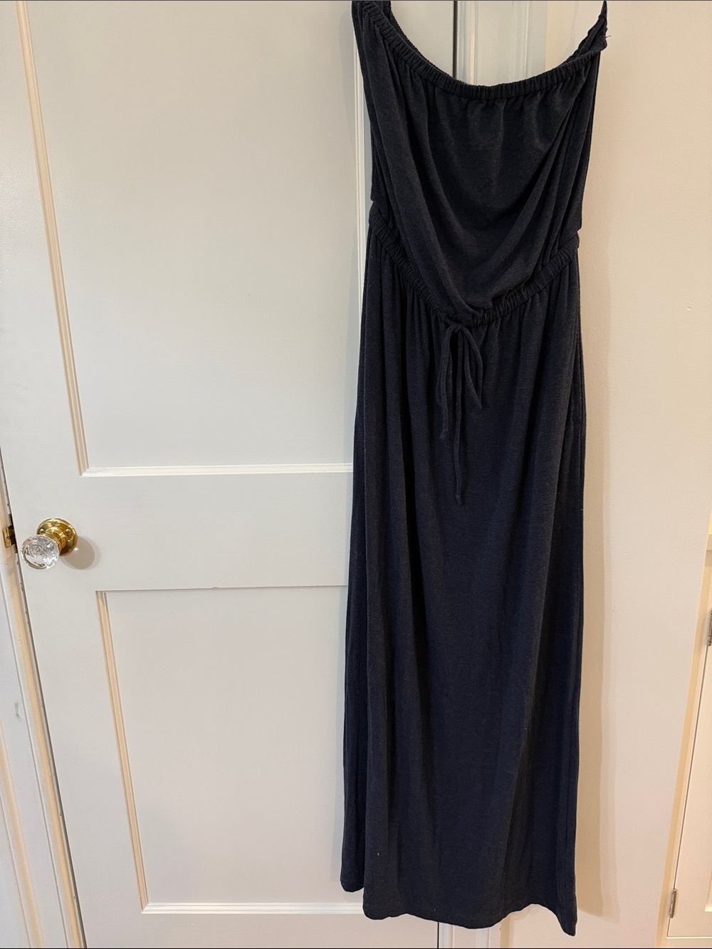 J. Crew Navy Strapless Maxi Dress with Drawstring Waist